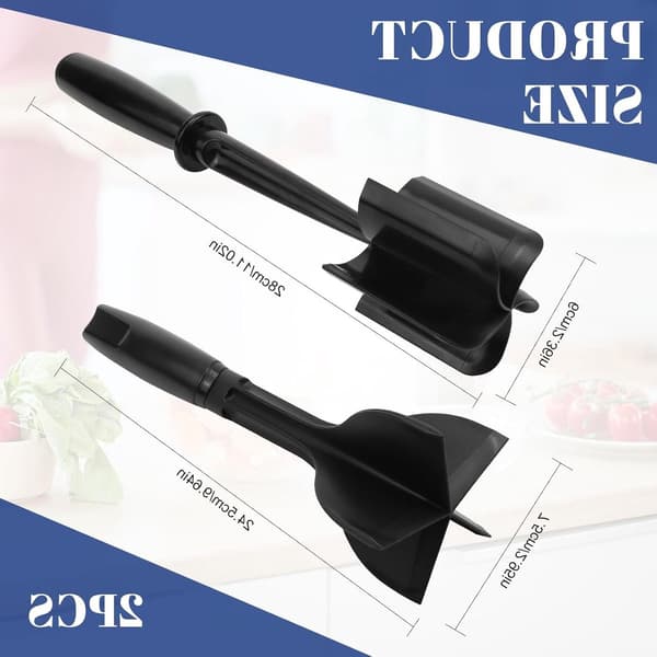 2 stycken potatispressar - köttpress - purépressar - värmebeständig köttpress för köttfärs - mixer - ergonomisk - diskmaskinssäker - svart