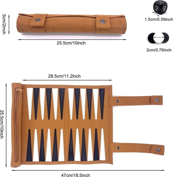 Backgammon Sæt - Foldbart - Transportabelt og Let Backgammon Sæt