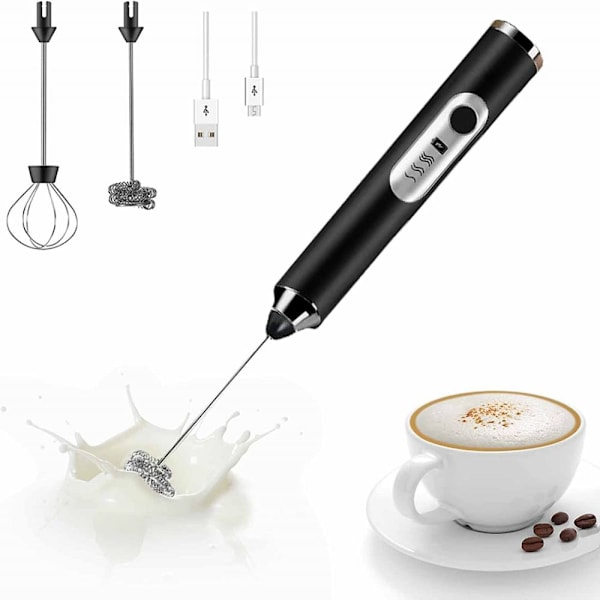 Sähköinen maidonvaahdotin, USB-ladattava maidonvaahdotin, Kannettava vispilä 3 säädettävää nopeutta latte-, cappuccino-, kahvi-, kuumakaakao- ja matchajuomille