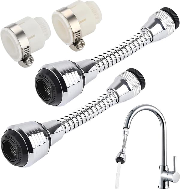 2-delt servantkran lufting forlengelse fleksibel kranlufter fleksibel kranspray 360° for kraner og dusjer (2 moduser)
