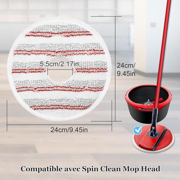 Passer til Vileda Spin Rengjøring Mopp Mikrofiber Mopp Refill, Vaskbare og Gjenbrukbare Erstatningsmoppehoder
