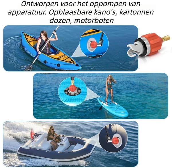 2-delt oppustelig Stand-Up Paddle Board (SUP) pumpeadapter - Paddle Board ventil til kajak ventil adapter - Bilpumpe oppustningsadapter - Sort