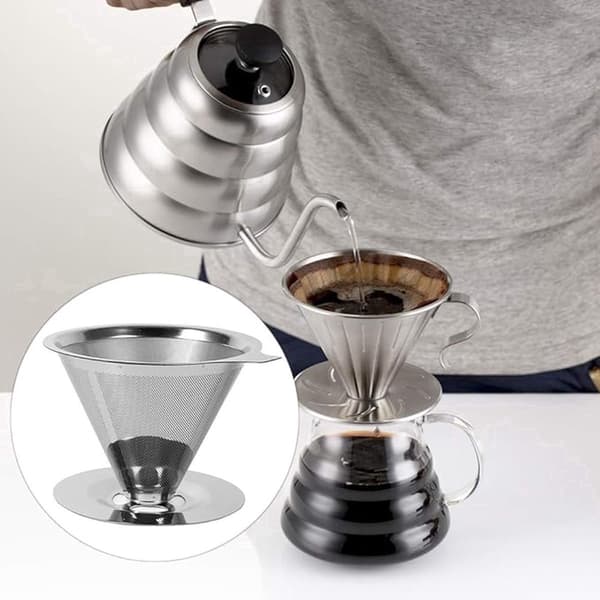 Kaffefilterholder - dobbeltlagsfilter - rustfritt stålnett