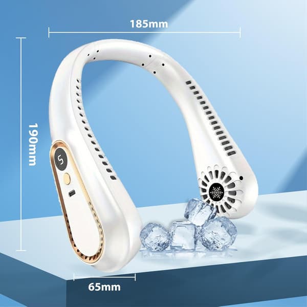 Halsventilator USB-C – Genopladelig Bladeless Ventilator med LED-display, Hvid 1200 mAh