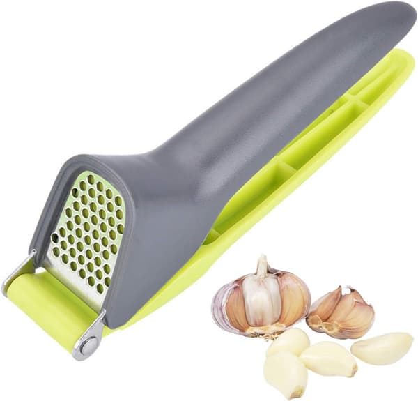 Vitlökspress Kök - Ingefärspress - Kulinarisk Förberedelse - Ergonomisk Design - Rostfritt Stål - Grön Grå