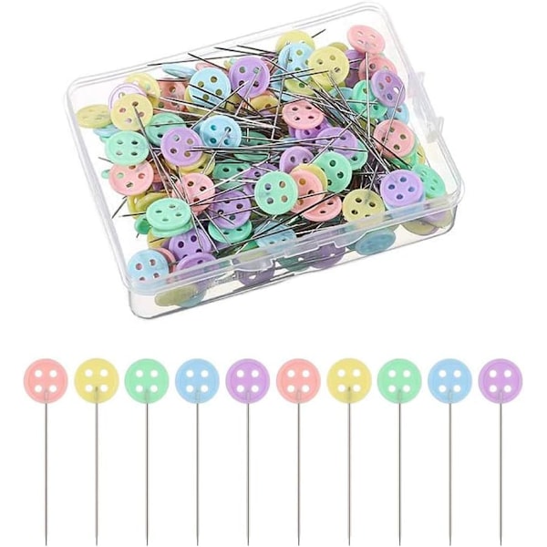 Pins with Head, 100 Pieces Flower Head Patchwork Accessories with Plastic Storage Box for Sewing and Crafts Button