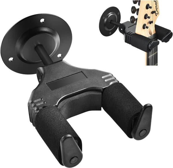 Väggfäste för Gitarr med Automatiskt Lås, Säkert Gitarrväggfäste för Upphängning av Gitarr, Lämpligt för Bas, Mandolin, Banjo