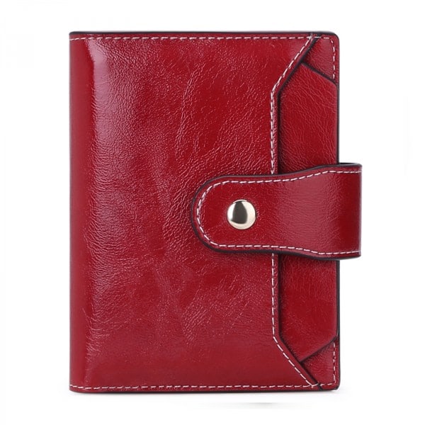 Women's Leather Wallet Small RFID Blocking Bifold Zipper Pocket Card Holder Card Wallet for Women (Burgundy)