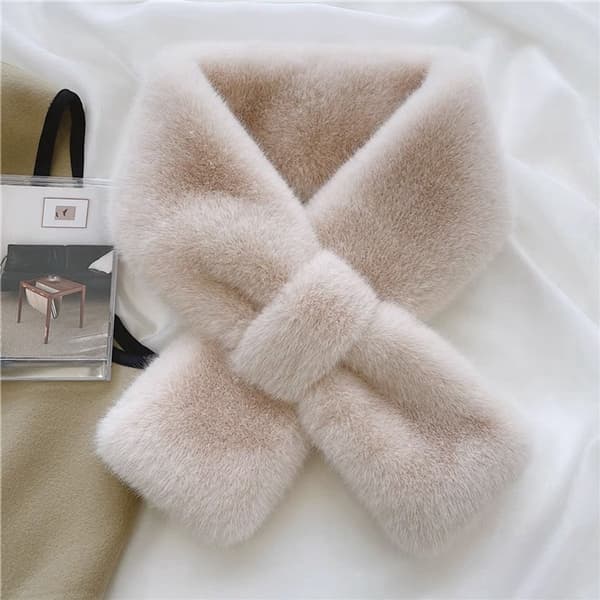 Solid fleece scarf, vinter crossover halsduk - 80*12 cm, beige