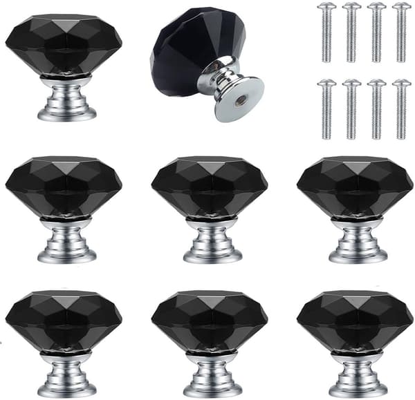 ING 8 runde skabsknopper - 30 mm diameter - skabsknopper - møbelknopper - (sort)