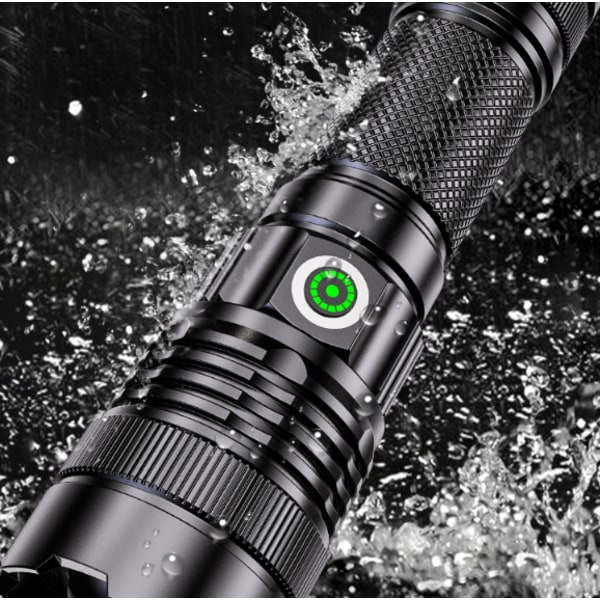 30W Vit Laser Starkt Ljus Lång Räckvidd Ficklampa USB Laddningsbar Zoom Utomhus Vattentät Äventyrs Ficklampa Taktisk Ficklampa