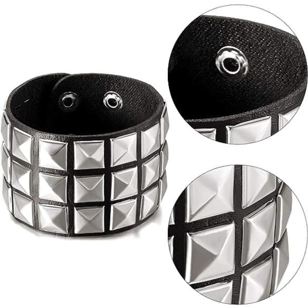 3 stk. Læder Rivet Punk Armbånd Til Mænd Kvinder 80'er Rivet Armbånd Goth Punk Armbånd Rivet Armbånd Til Halloween Festgaver Tilbehør