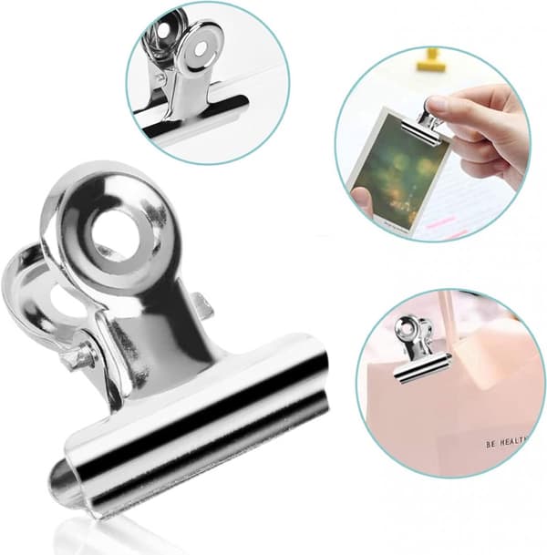 ING 50-pakning - Klyper med oksehode - Rustfritt stål - Papirklemmer - 20 mm - Mini-klyper - Sølv