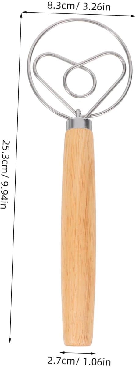 Dansk deigblander og eggevisp 2-delt sett, for baking og konditori, trefarge.