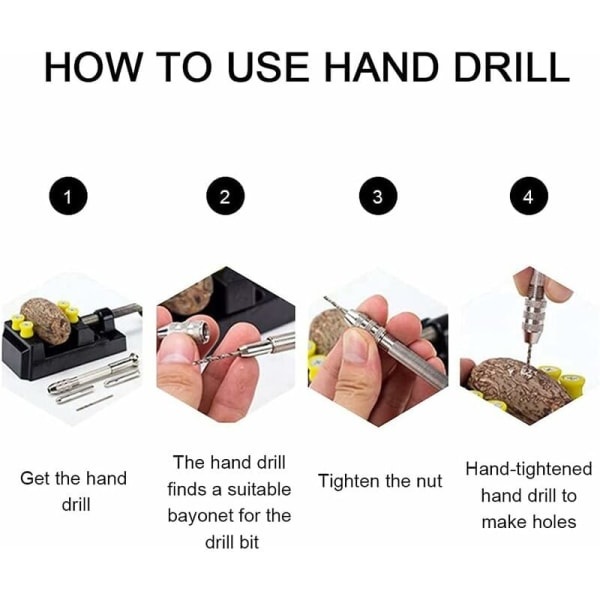 11-delad Mini Borrset, Handborr med 0,8-3 mm Spiralborr, DIY-verktyg för hantverk