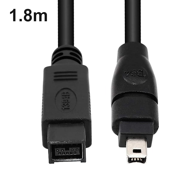 IEEE 1394 FireWire 800 til 400 Datakabel, 9- til 4-polet FireWire Kabel, 1,8 Meter, Sort