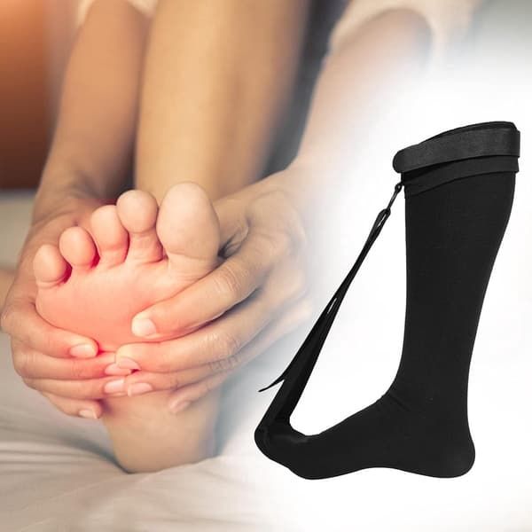 1 par plantar fasciitis strømper - natskinne - hamstringbandage - sort