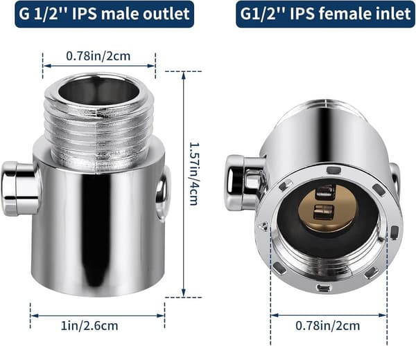 Duschmunstycke avstängningsventil - 2-pack - Tryckknappsstyrventil - G1/2 universalstorlek - Silver
