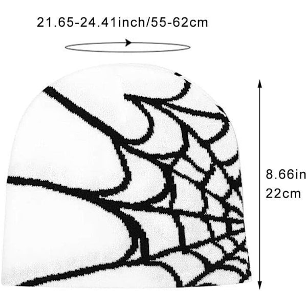 Spider Web Cap Beanie Uldblendt Hætte Y2k Street Cap Vinter Varmt Hætte Mode Hip Hop Skull Cap Til Mænd Kvinder Hvid White