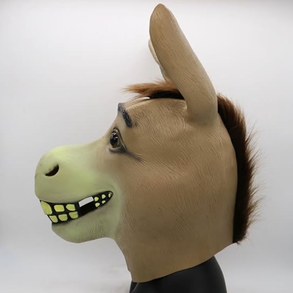 Aasin naamio, Halloween Shrek aasin päänaamio, Uutuus Deluxe naamiaisasu juhliin Cosplay lateksi eläinpään naamio aikuisille