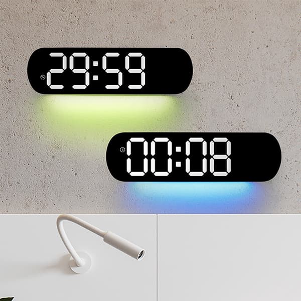 Stor Digital Väggklocka, LED Väckarklocka med Stor Display och Andningsljus/Datum/Dag/Temperatur/Timer för Hem, Sovrum, Kök