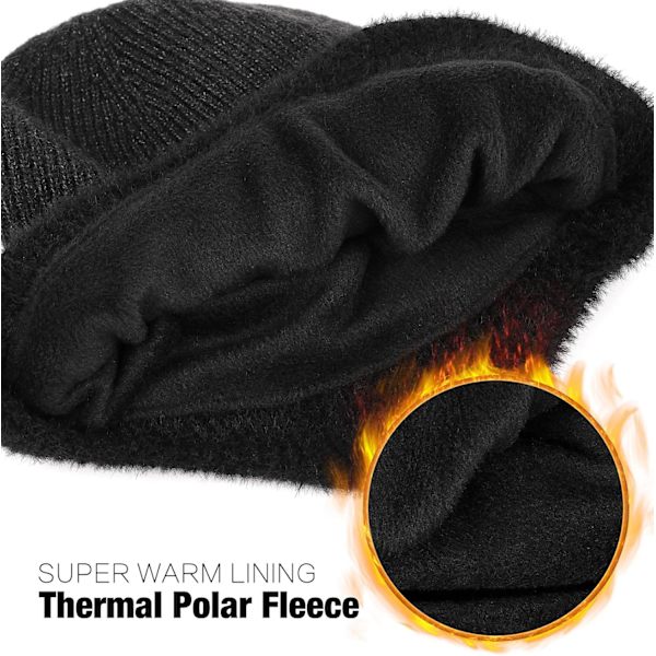 Vinterfleece Line Beanie med Øreklaff for Menn og Kvinner, Utendørs Varmt Termisk Strikket Hette Gray