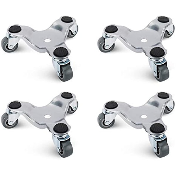 4-Pack 6-tums Tri-Dolly Set i Stål för Flytt av Möbler och Vitvaror, 220 kg Lastkapacitet