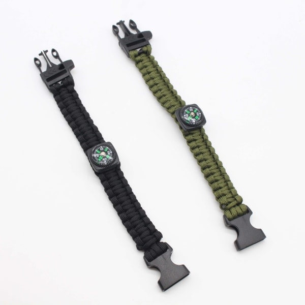 Paracord armbånd med fløyte, kompass og overlevelsesfunksjoner - syv-kjerne, multifunksjonelt armbånd for utendørs bruk