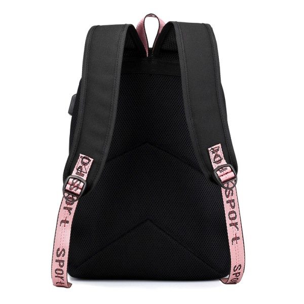 Yläasteen Oppilaan Reppu, Bts College Casual Bag Sivukonfiguraatio USB-liitäntä ja kuulokeliitäntä. (musta 1)