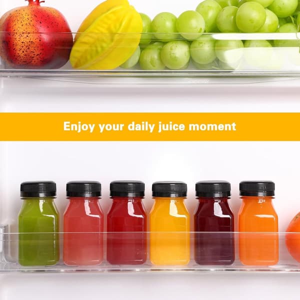 6-pack med 120 ml plastjuiceflaskor, små klara dricksflaskor, plastjuiceflaskor med lock, mini juiceflaskor, plastmjölkflaskor, klara