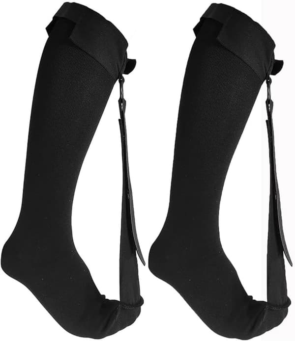 1 par plantar fasciitis strømper - natskinne - hamstringbandage - sort