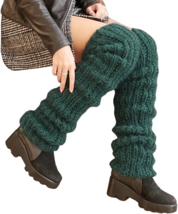 Leggings - Bensinblå Leggings - 60cm - Varma - Grovstickade - One Size - Polyester