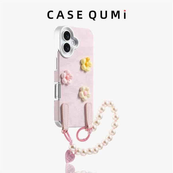 iPhone 16 telefoncover med snor, velegnet til piger.