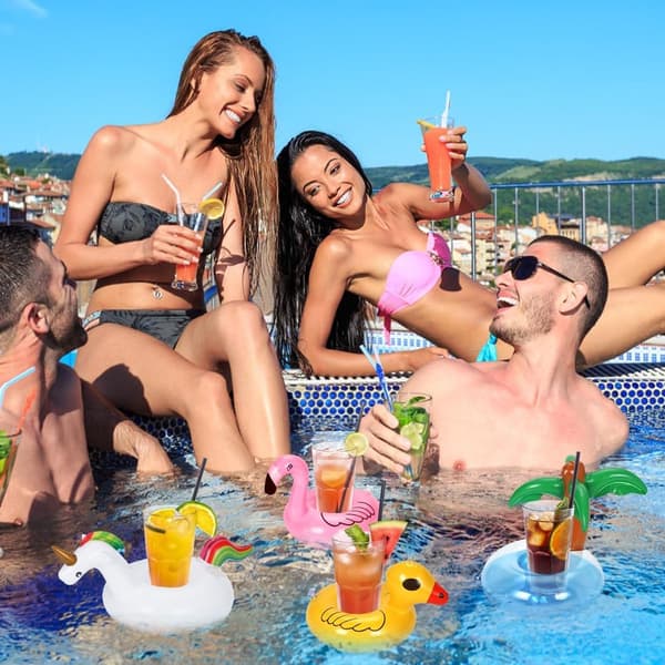 Oppustelig drikkekopholder til pools, flydende barstøtte, velegnet til strand- og poolfester.