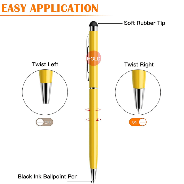 Pen 10-pak Universal Kapacitiv 2 i 1 Tilbagekørsel Kuglepenne og Stylus Touch Screen Pen til Tablets/ipad/iphone