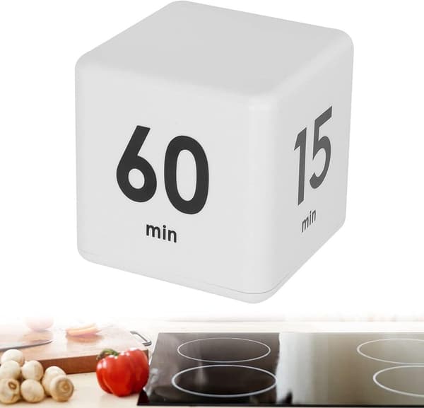 ING Cube Timer til Tidsstyring og Køkkenur, Træningsur, Roterende Digital Timer, Workshops, Pomodori (15-20-30-60 minutter)