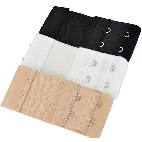 Rintaliivien jatkopalat, kaksoiskoukut, valkoinen/musta/beige, 3 kpl