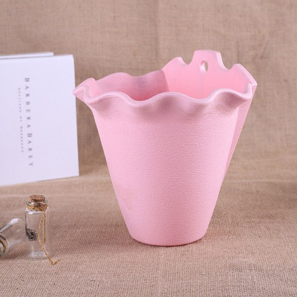 Wall Hanging Pot Plastic Convenience Wall Mounted Flower Pot Plants Container Basket Indoor Outdoor Pot Pink