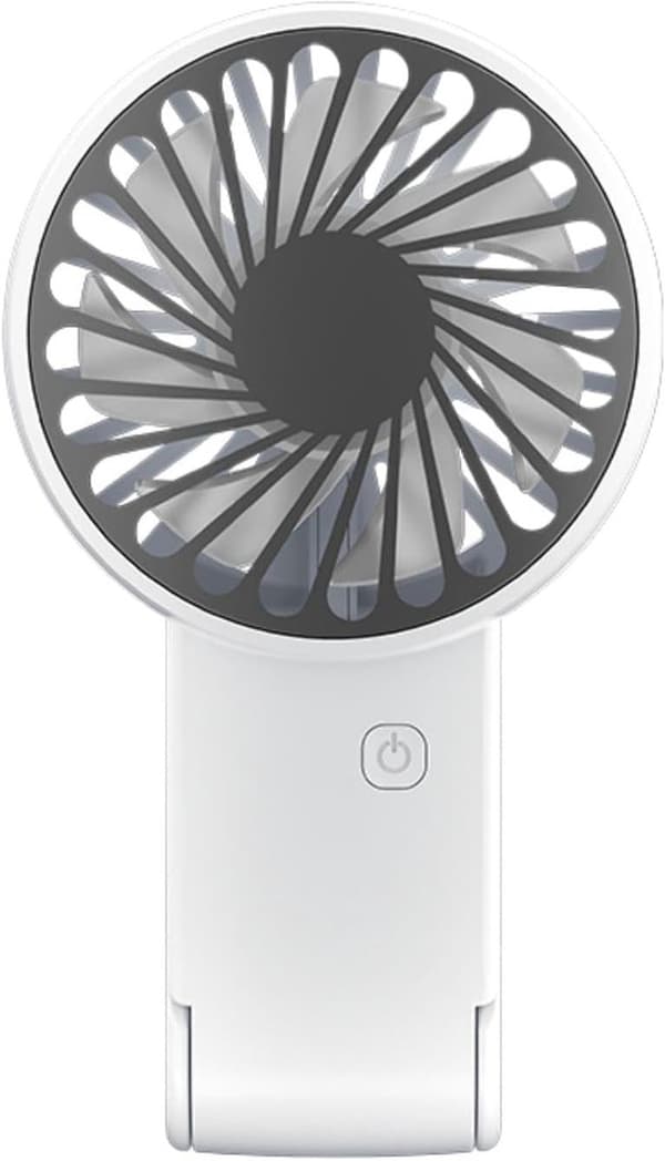 Håndventilator, Mini Ventilator, Bærbar Håndventilator, med Foldbart Stativ, Bærbar Ventilator, 3 Justerbare Hastigheder, Batteridrevet Luftcirkulator, Hvid