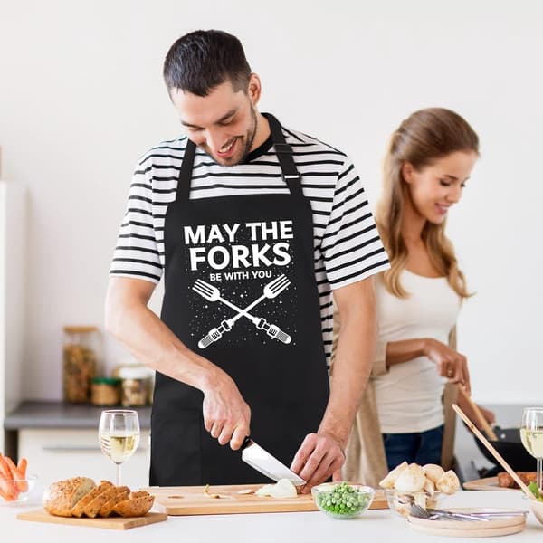 Forkle til menn, justerbare doble lommer, grillforkle, unisex.