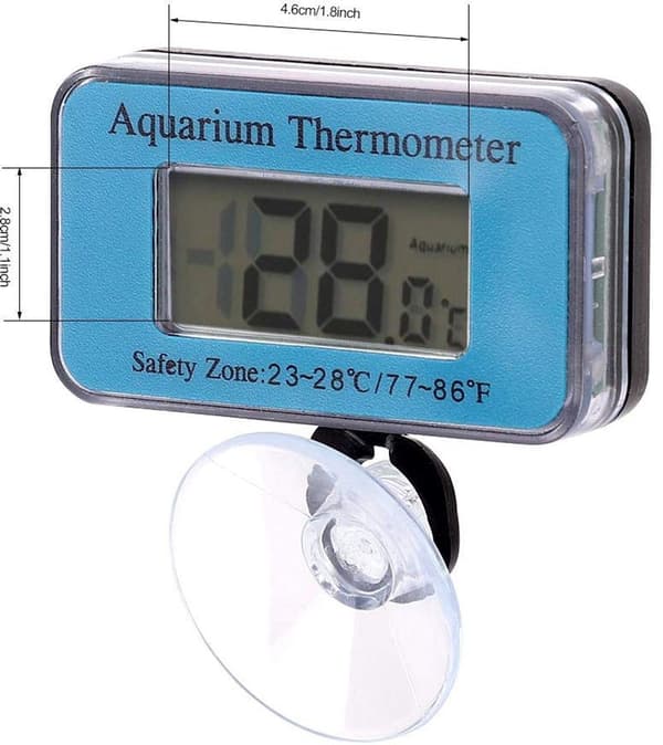 ING Akvarium Termometer - Vattentät Termometer - Akvarium Termometer med Sugkopp - Termometer med LED-Display - Batterier Ingår