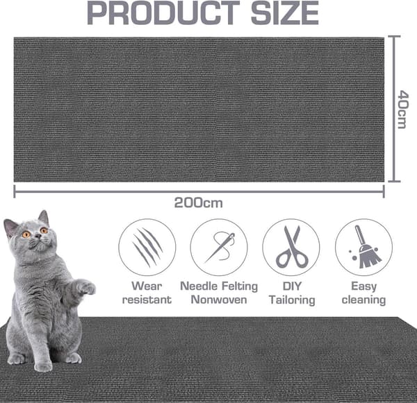Selvklebende klorestativ-matte for katt, 40x200 cm, for klatrevegger, sofaer, lek og møbelbeskyttelse