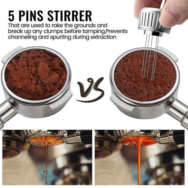 2-in-1 53,3 mm Espresso-tamperi ja -sekoitin, Ruostumattomasta Teräksestä Valmistettu Espresso-painaja