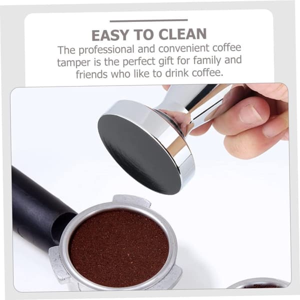 Kaffetamper, espressobønnetamperbase i rustfrit stål, espressotamper (sølv (49 mm))