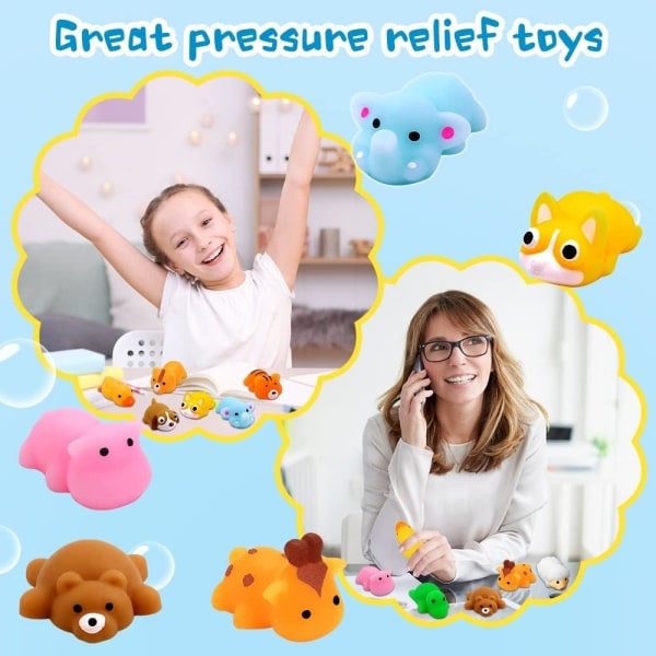 18 st Mochi Squishy Leksaker, Mini Djungeldjur Stressavlastande Klämleksaker, Påsefyllnad för Fest