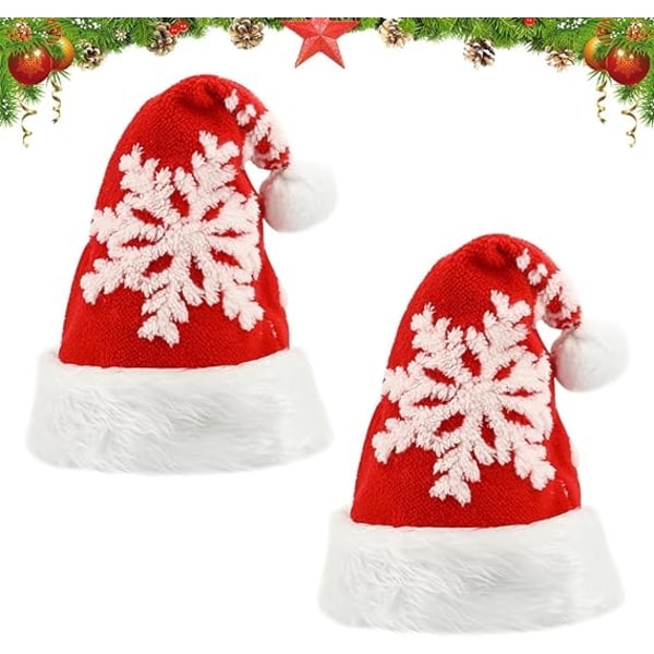 2 Santa hats for adults and children Unisex Snowflake Hat Soft Pl Elik