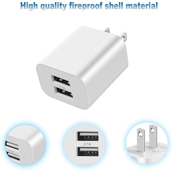 USB Væglader Blok 2-pak Dobbelt Porte Kubisk Stik Strømadapter Mursten til Apple iPhone