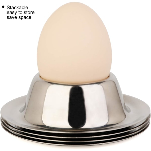 4 eggkopper i rustfritt stål for bløtkokte egg