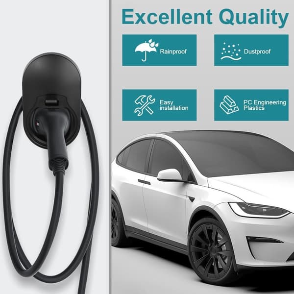 Ladekabel bilmonteringsbeslag - universal kabelholder til elbil - sort