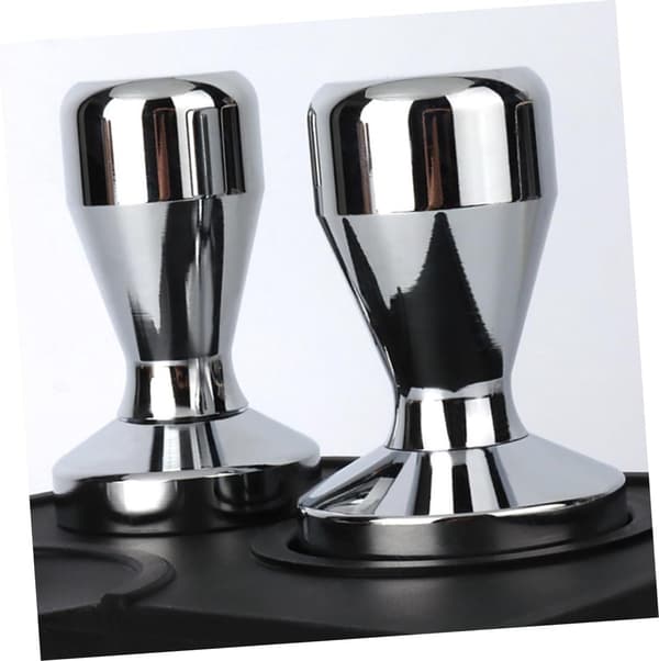 Kaffetamper, espressobønnetamperbase i rustfritt stål, espressotamper (sølv (49 mm))